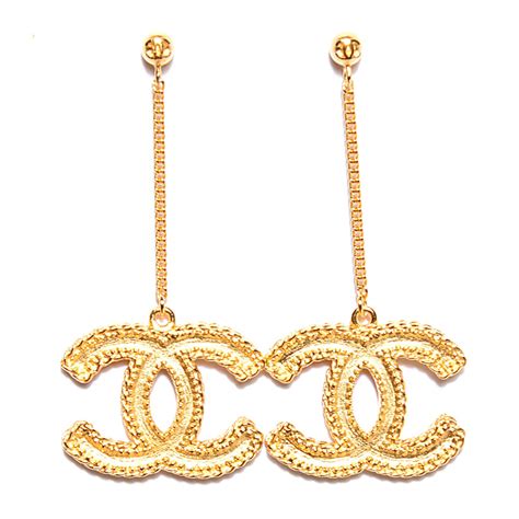 small chanel earrings gold|chanel double c drop earrings.